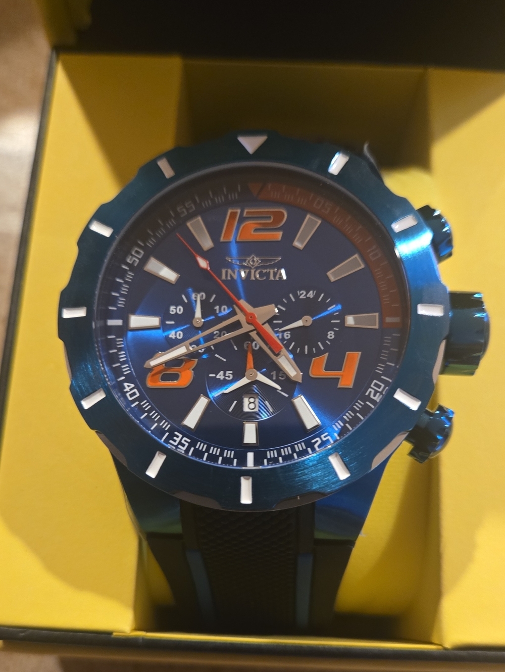 Invicta Blue Chronograph Watch with Orange Highlights - Picture 2 of 5